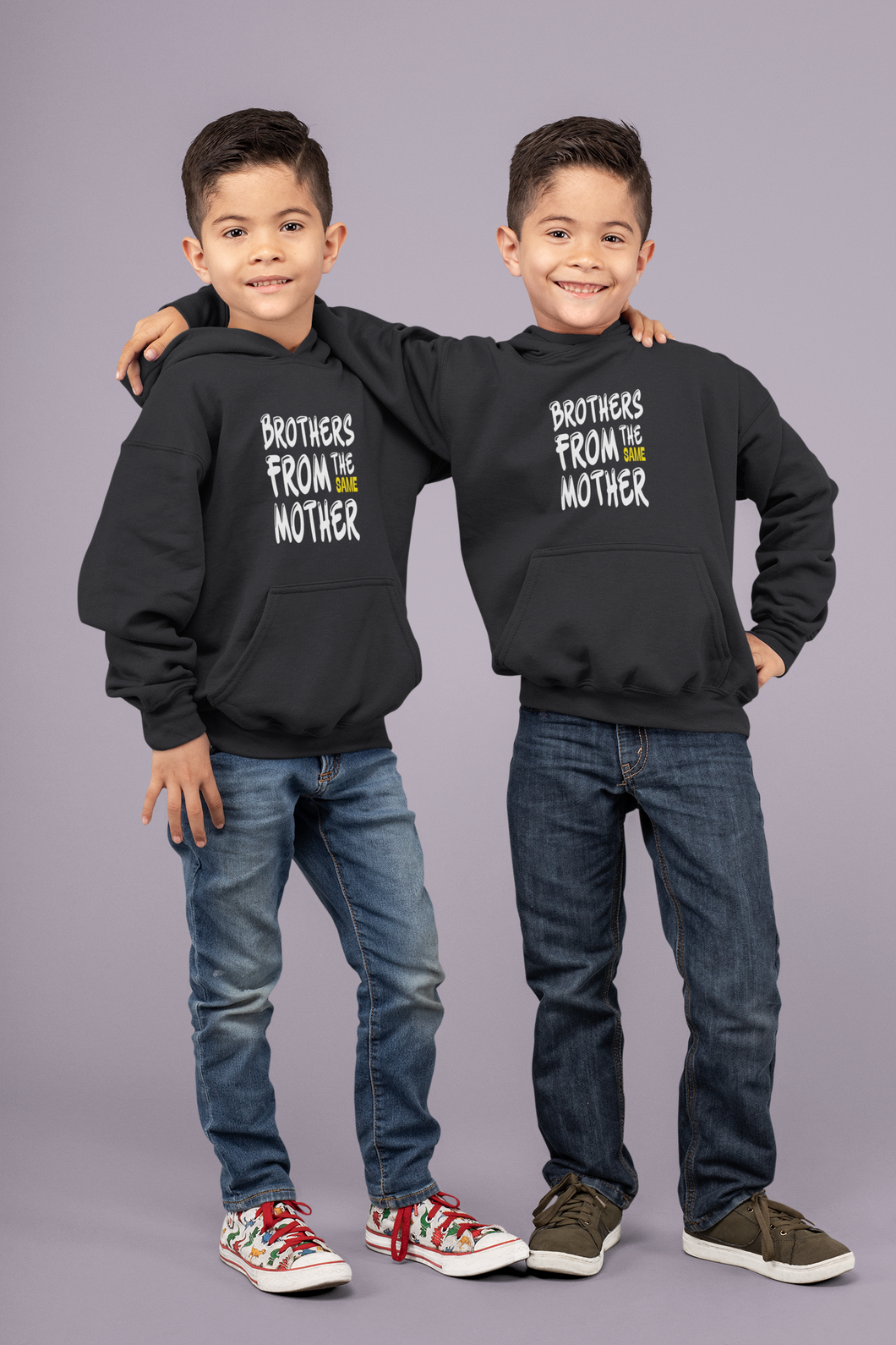 Brothers From The Same Mother Brother-Brother Kids Matching Hoodies -KidsFashionVilla
