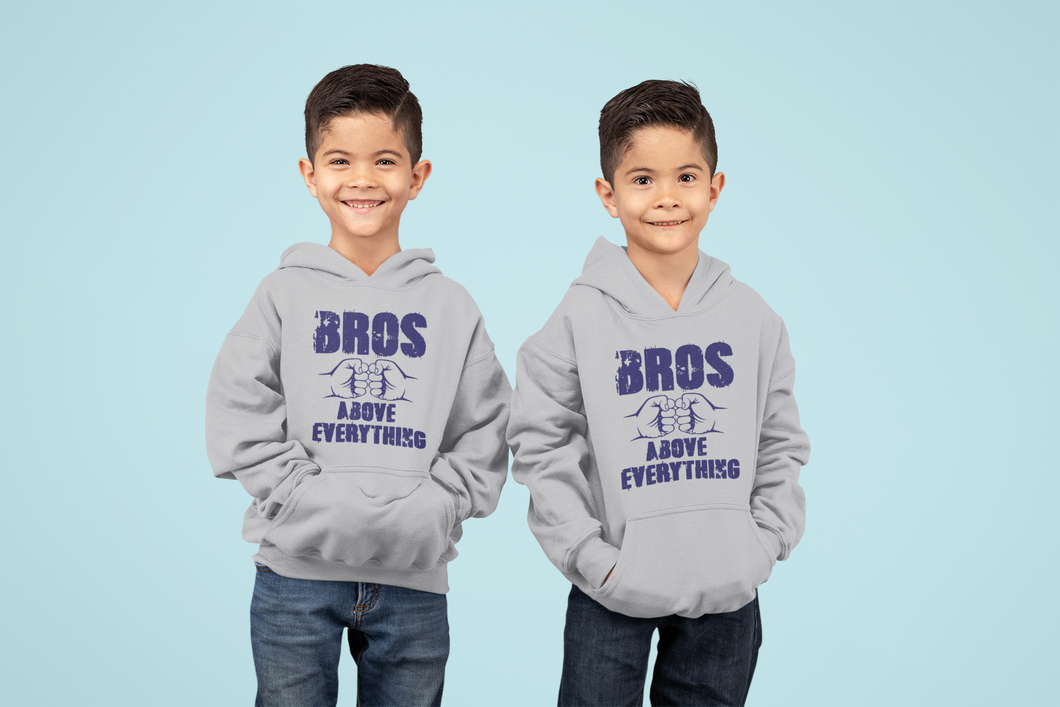 Bros Above Everything Brother-Brother Kids Matching Hoodies -KidsFashionVilla
