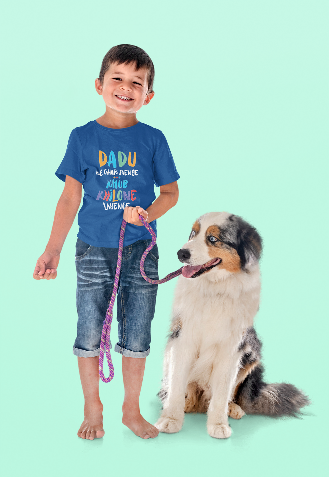 Dadu Ke Ghar Jayege Half Sleeves T-Shirt for Boy-KidsFashionVilla
