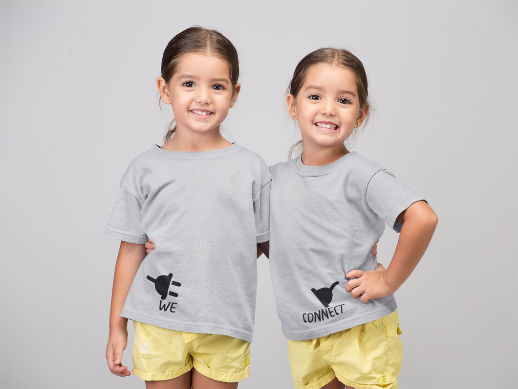 We Connect Sisters Matching Kids Half Sleeves T-Shirts -KidsFashionVilla