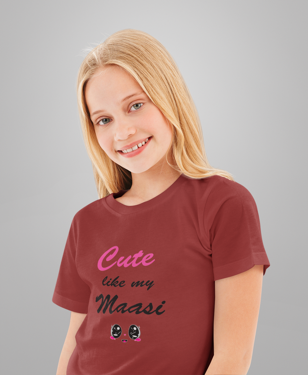 Cute Like My Maasi Half Sleeves T-Shirt For Girls -KidsFashionVilla