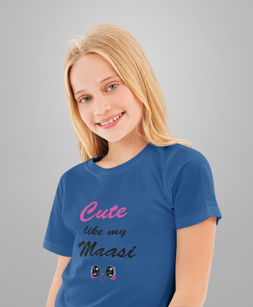 Cute Like My Maasi Half Sleeves T-Shirt For Girls -KidsFashionVilla