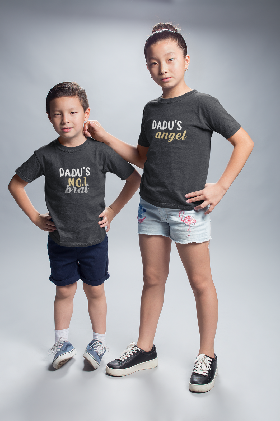Dadu's Angel Matching Brother Sister Kid Half Sleeves T-Shirts -KidsFashionVilla