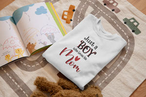 Just A Boy Who Loves His Mom Mother And Son White Matching T-Shirt- KidsFashionVilla
