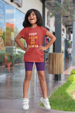 Load image into Gallery viewer, Keep Clam And Do Garba Half Sleeves T-Shirt For Girls -KidsFashionVilla
