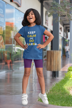 Load image into Gallery viewer, Keep Clam And Do Garba Half Sleeves T-Shirt For Girls -KidsFashionVilla
