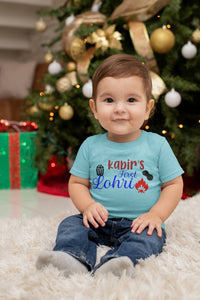 Custom Baby Name First Lohri Half Sleeves T-Shirt for Boy-KidsFashionVilla