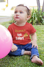 Load image into Gallery viewer, Custom Baby Name First Lohri Half Sleeves T-Shirt For Girls -KidsFashionVilla

