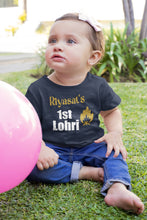 Load image into Gallery viewer, Custom Baby Name First Lohri Half Sleeves T-Shirt For Girls -KidsFashionVilla
