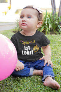 Custom Baby Name First Lohri Half Sleeves T-Shirt For Girls -KidsFashionVilla