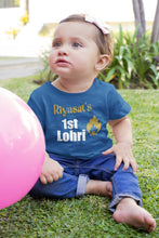 Load image into Gallery viewer, Custom Baby Name First Lohri Half Sleeves T-Shirt For Girls -KidsFashionVilla
