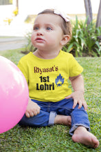 Load image into Gallery viewer, Custom Baby Name First Lohri Half Sleeves T-Shirt For Girls -KidsFashionVilla
