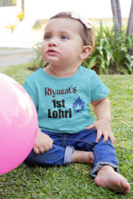 Load image into Gallery viewer, Custom Baby Name First Lohri Half Sleeves T-Shirt For Girls -KidsFashionVilla

