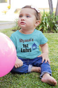 Custom Baby Name First Lohri Half Sleeves T-Shirt For Girls -KidsFashionVilla