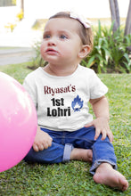 Load image into Gallery viewer, Custom Baby Name First Lohri Half Sleeves T-Shirt For Girls -KidsFashionVilla
