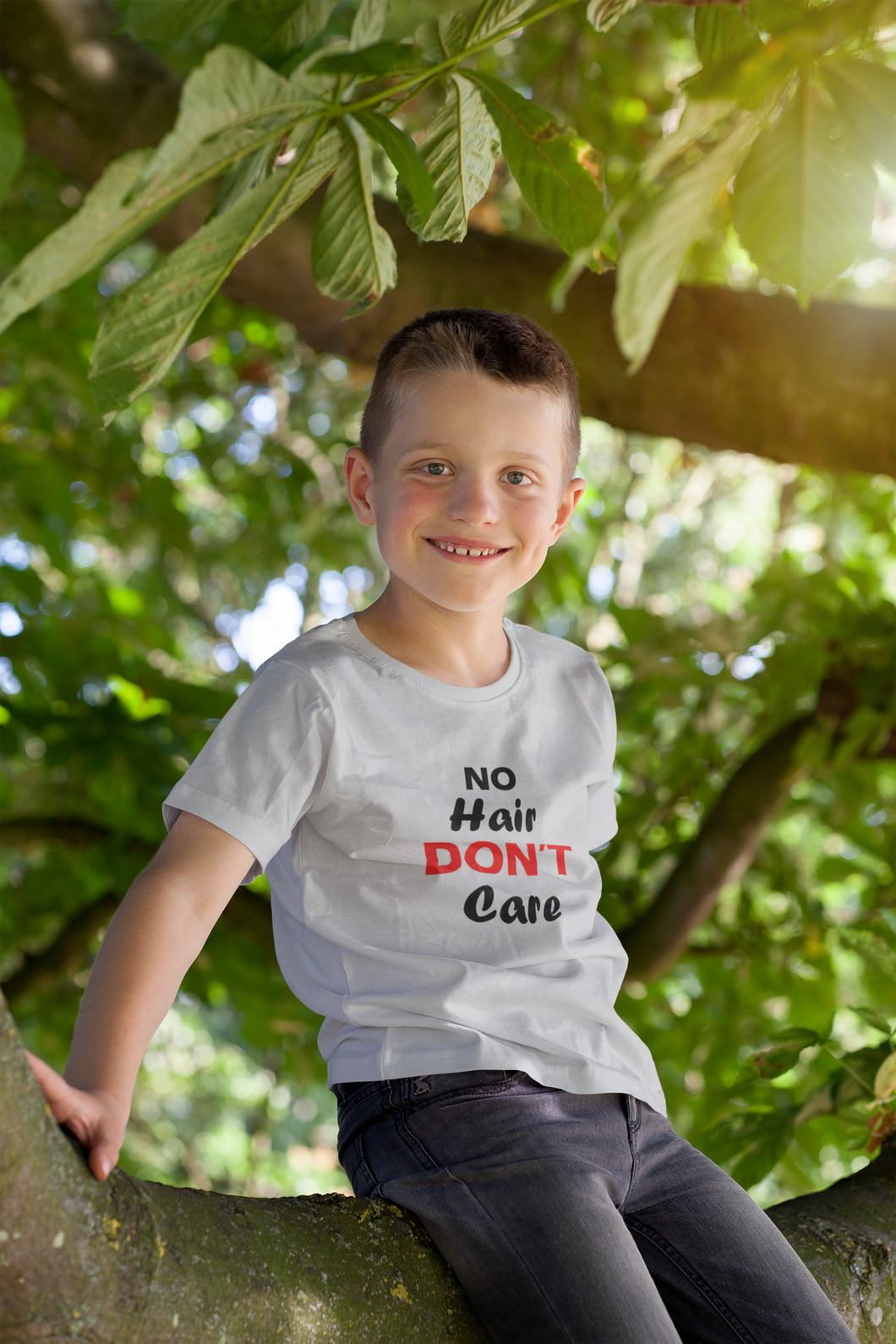 No Hair Dont Care Half Sleeves T-Shirt for Boy-KidsFashionVilla