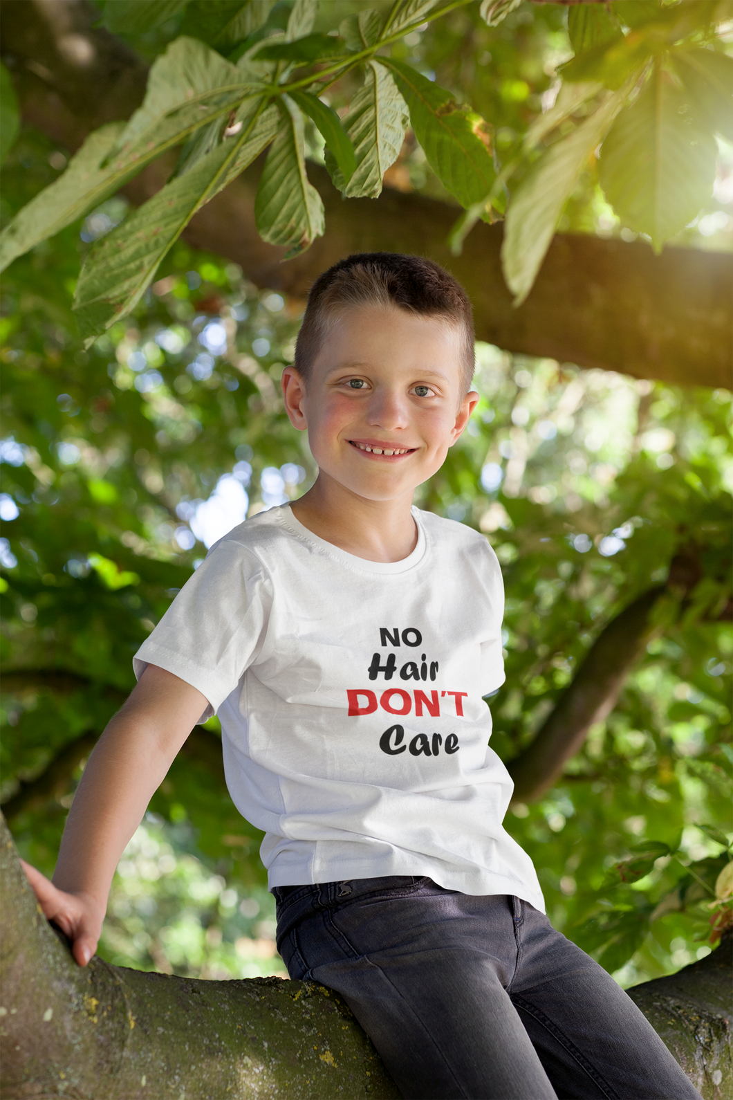 No Hair Dont Care Half Sleeves T-Shirt for Boy-KidsFashionVilla