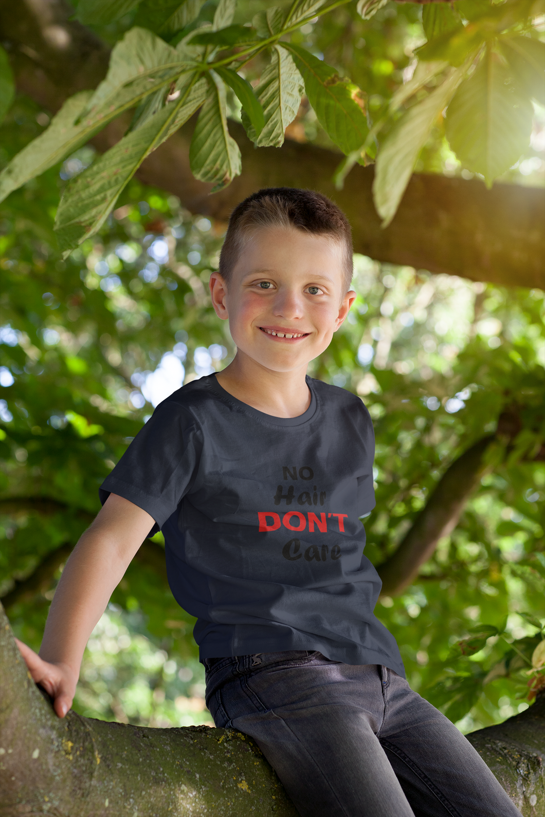 No Hair Dont Care Half Sleeves T-Shirt for Boy-KidsFashionVilla