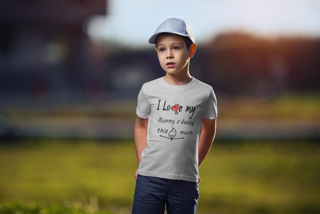 I Love My Mummy Daddy Half Sleeves T-Shirt for Boy-KidsFashionVilla