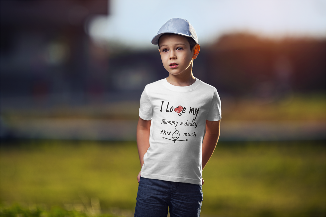I Love My Mummy Daddy Half Sleeves T-Shirt for Boy-KidsFashionVilla