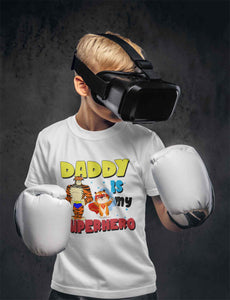 Superhero Dad Cartoon Half Sleeves T-Shirt for Boy-KidsFashionVilla