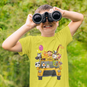 Zoo Bus Cartoon Half Sleeves T-Shirt for Boy-KidsFashionVilla