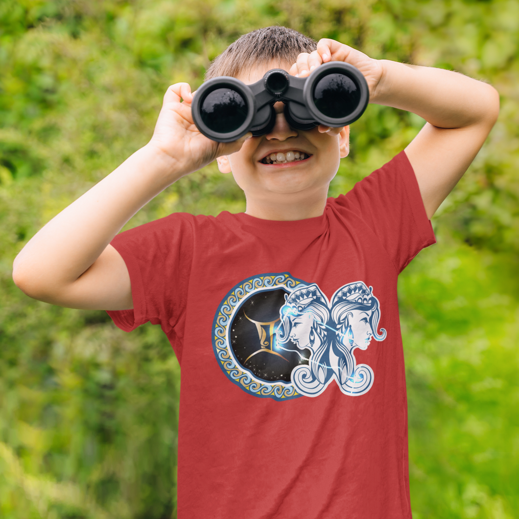 Gemini Zodiac Sign Half Sleeves T-Shirt for Boy-KidsFashionVilla
