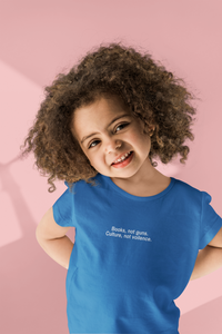 Books Not Gun Minimals Half Sleeves T-Shirt For Girls -KidsFashionVilla