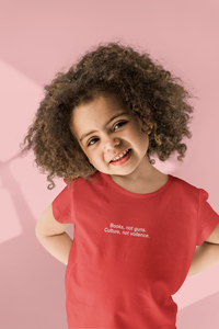 Books Not Gun Minimals Half Sleeves T-Shirt For Girls -KidsFashionVilla