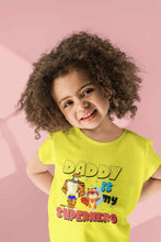 Load image into Gallery viewer, Superhero Dad Cartoon Half Sleeves T-Shirt For Girls -KidsFashionVilla
