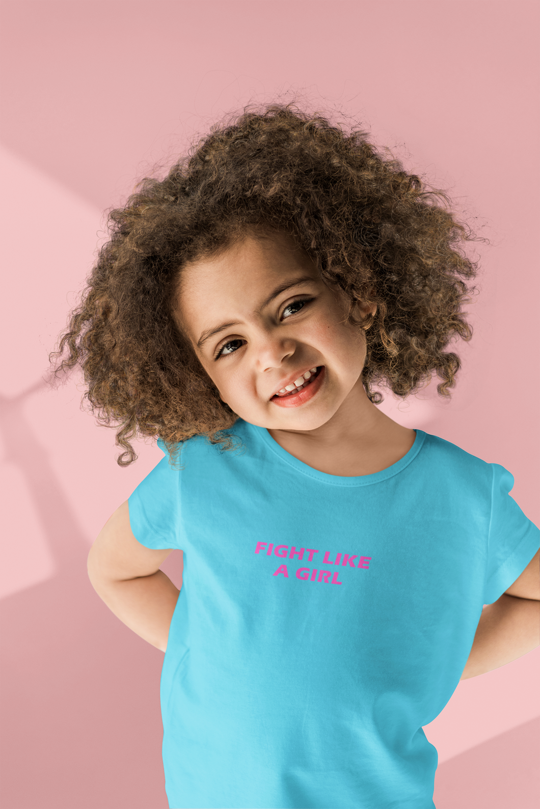 Fight Like A Girl Minimals Half Sleeves T-Shirt For Girls -KidsFashionVilla