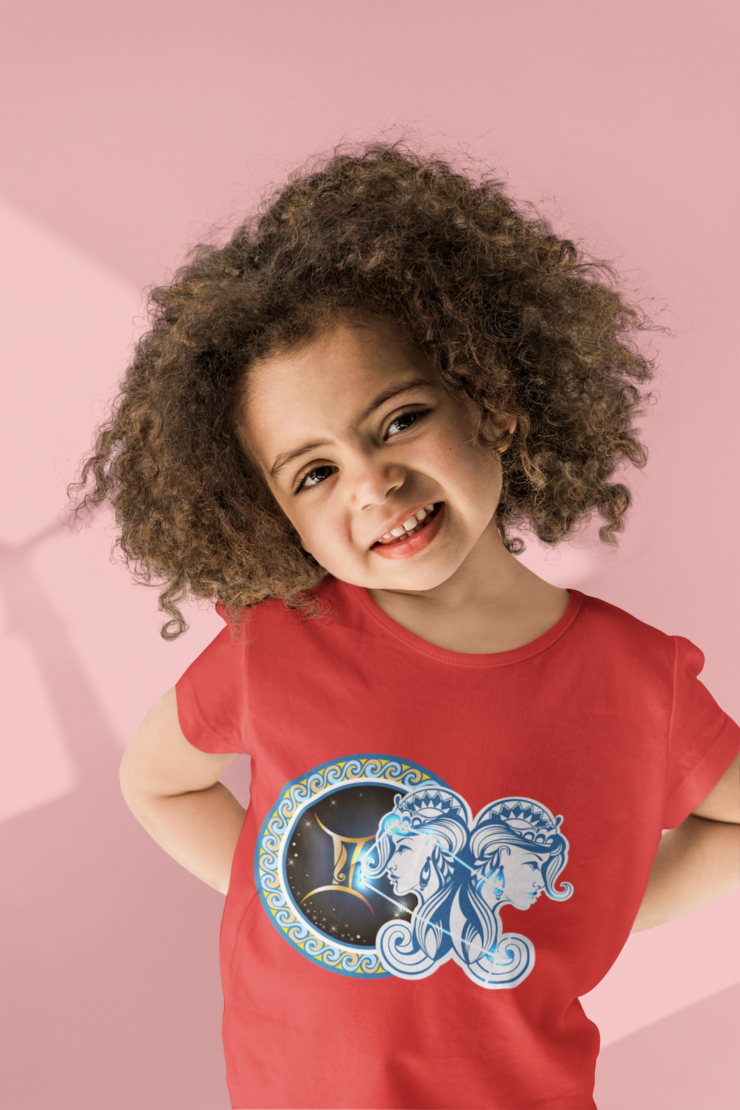 Gemini Zodiac Sign Half Sleeves T-Shirt For Girls -KidsFashionVilla
