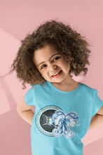 Load image into Gallery viewer, Gemini Zodiac Sign Half Sleeves T-Shirt For Girls -KidsFashionVilla
