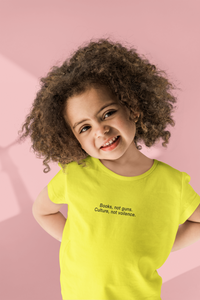 Books Not Gun Minimals Half Sleeves T-Shirt For Girls -KidsFashionVilla