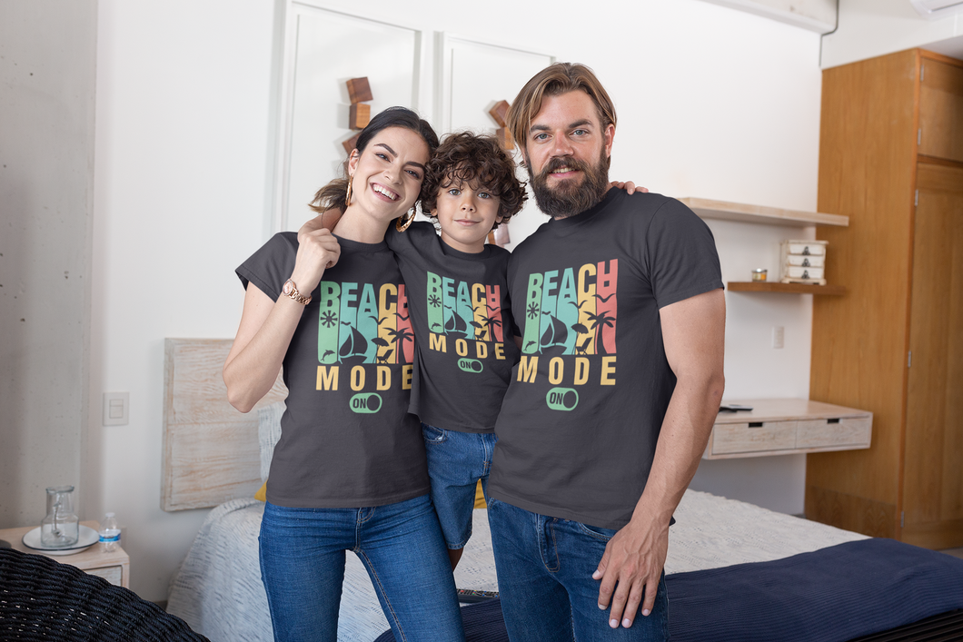 Beach Mode Matching Family Half Sleeves T-Shirts-KidsFashionVilla