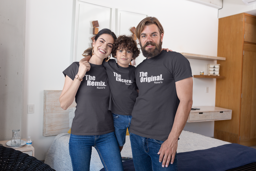 Original Remix And The Encore Customizable Matching Family Half Sleeves T-Shirts-KidsFashionVilla