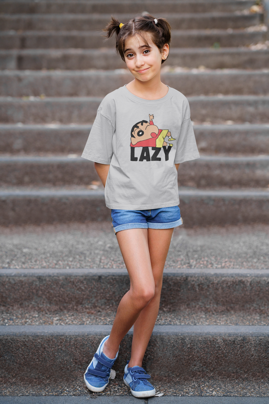 Lazy Half Sleeves T-Shirt For Girls -KidsFashionVilla