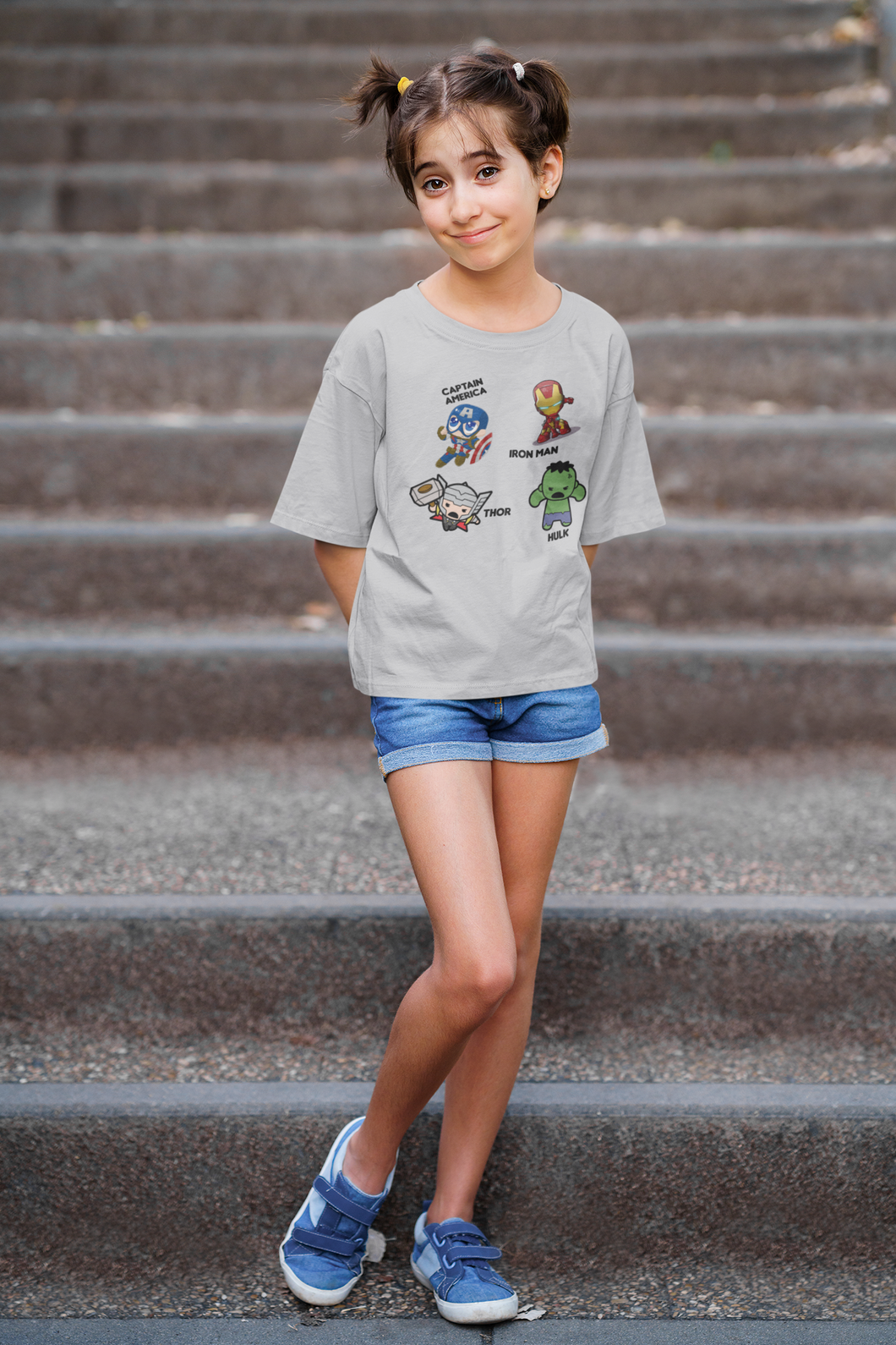 Super Heros Half Sleeves T-Shirt For Girls -KidsFashionVilla