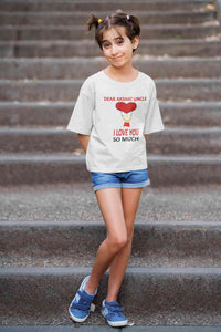 Custom Name I love My Uncle So Much Half Sleeves T-Shirt For Girls -KidsFashionVilla