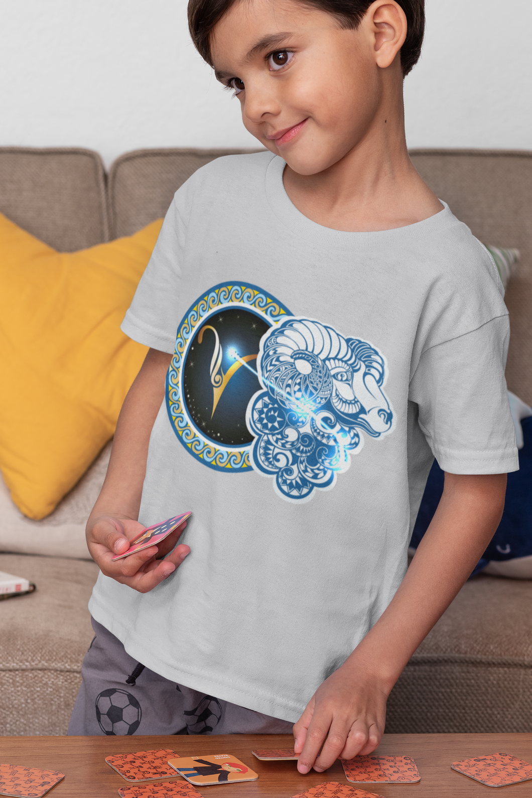 Aries Zodiac Sign Half Sleeves T-Shirt for Boy-KidsFashionVilla