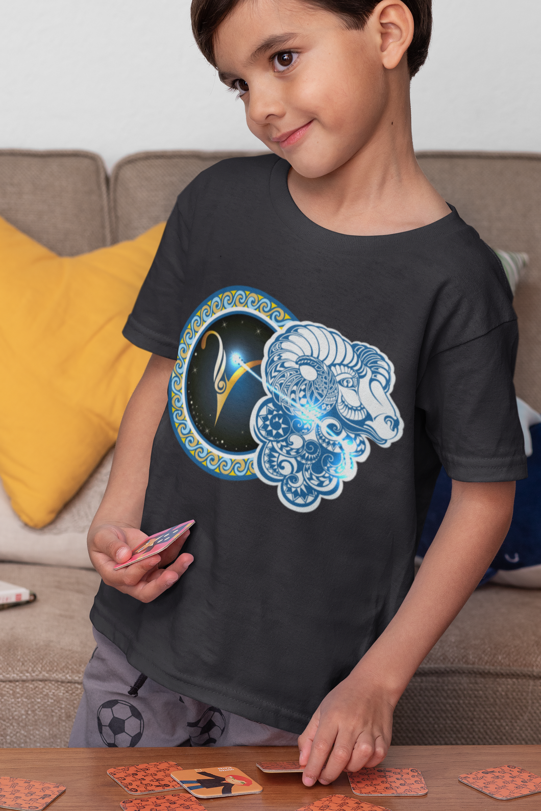 Aries Zodiac Sign Half Sleeves T-Shirt for Boy-KidsFashionVilla
