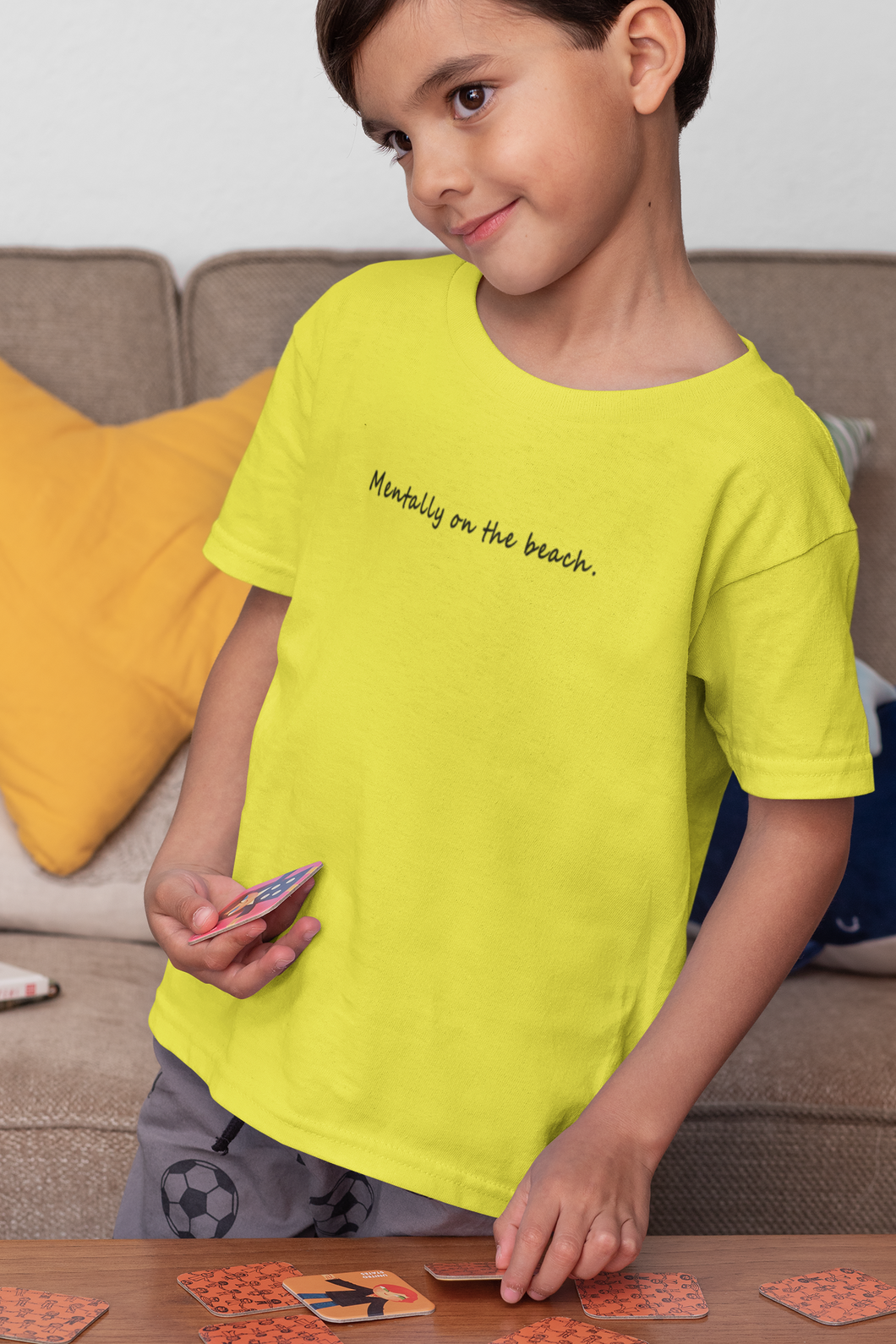 Mentally On The beach Minimals Half Sleeves T-Shirt for Boy-KidsFashionVilla