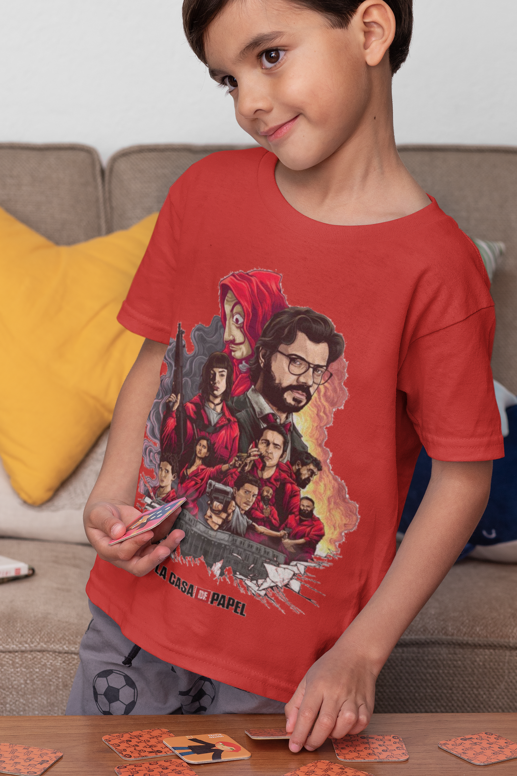 La Casa De Papel Money Heist Half Sleeves T-Shirt for Boy-KidsFashionVilla