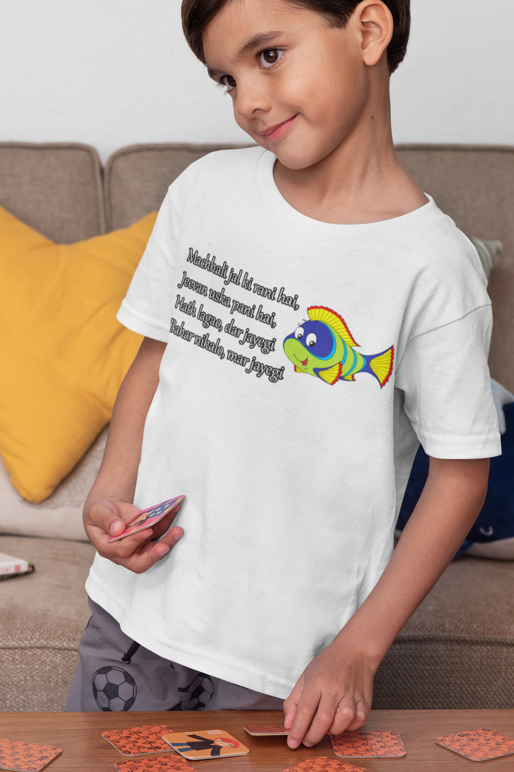 Machhali Jal ki Rani Hai Poem Half Sleeves T-Shirt for Boy-KidsFashionVilla