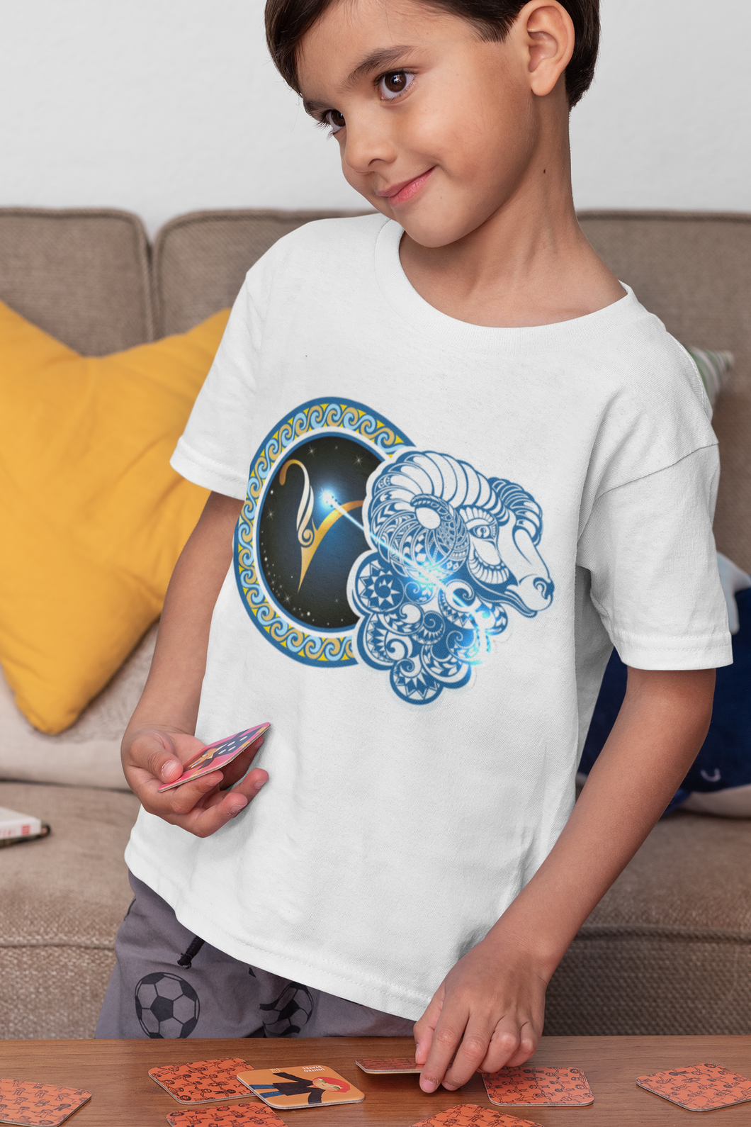 Aries Zodiac Sign Half Sleeves T-Shirt for Boy-KidsFashionVilla