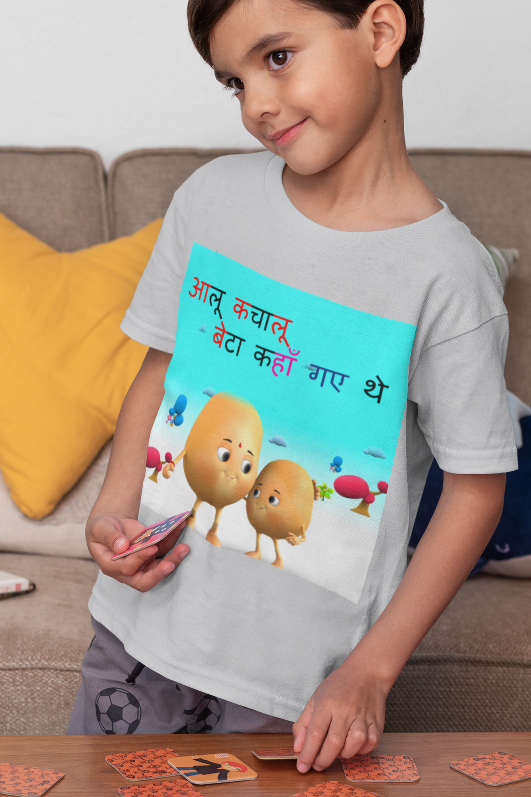 Aloo Kachaloo Poem Half Sleeves T-Shirt for Boy-KidsFashionVilla