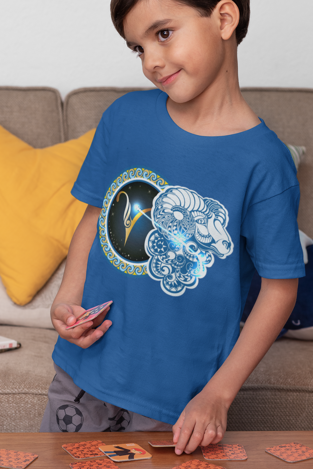 Aries Zodiac Sign Half Sleeves T-Shirt for Boy-KidsFashionVilla