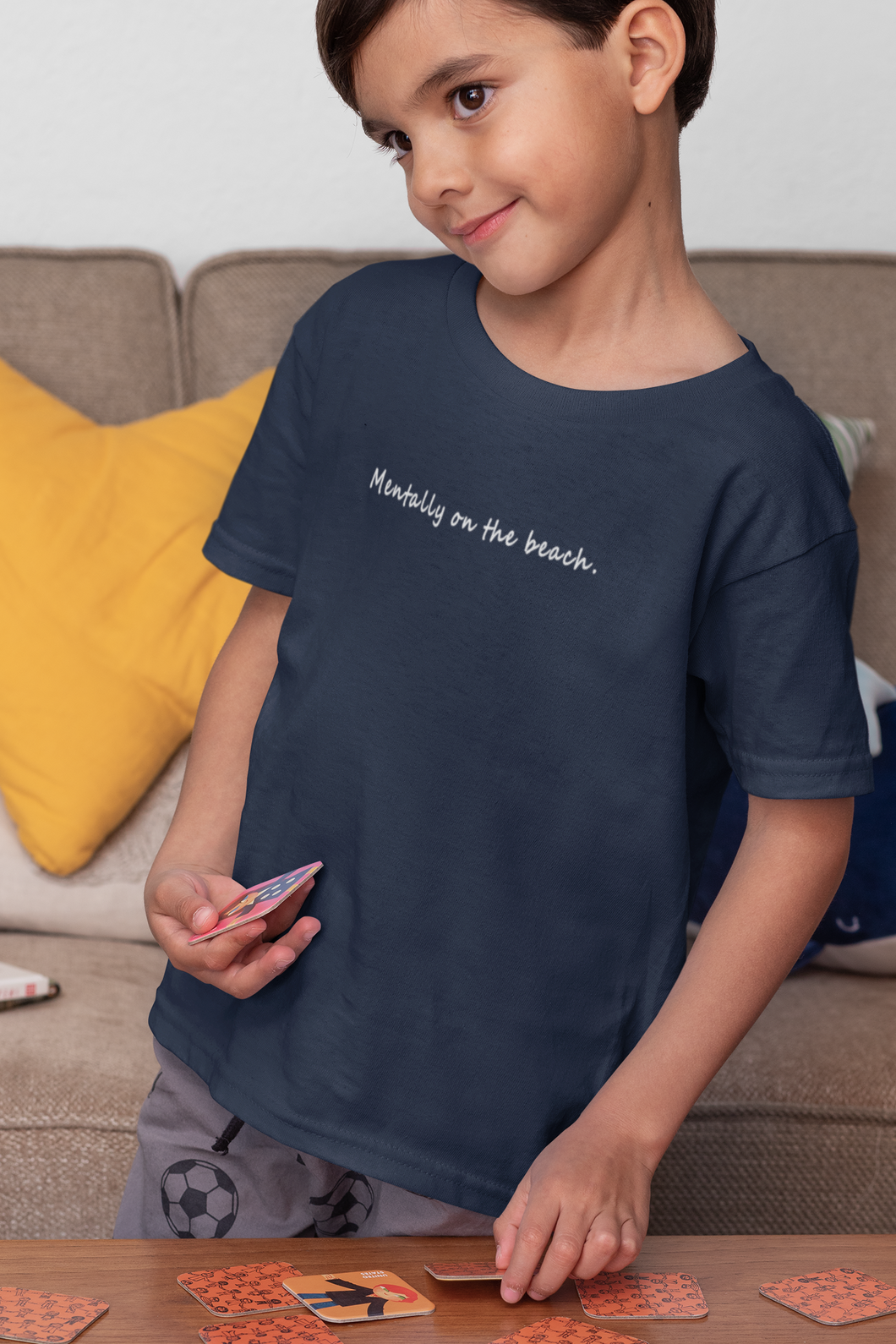 Mentally On The beach Minimals Half Sleeves T-Shirt for Boy-KidsFashionVilla