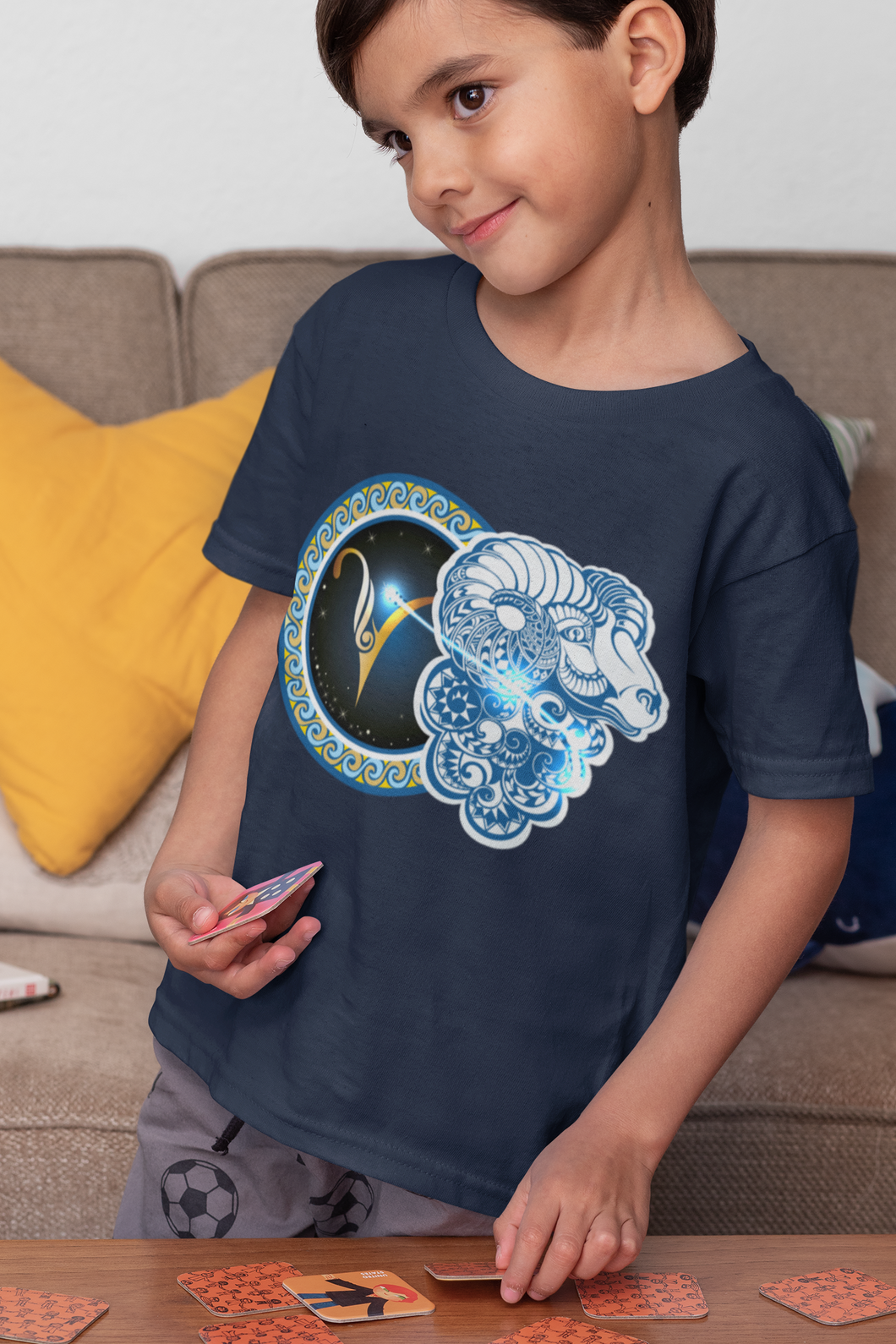 Aries Zodiac Sign Half Sleeves T-Shirt for Boy-KidsFashionVilla