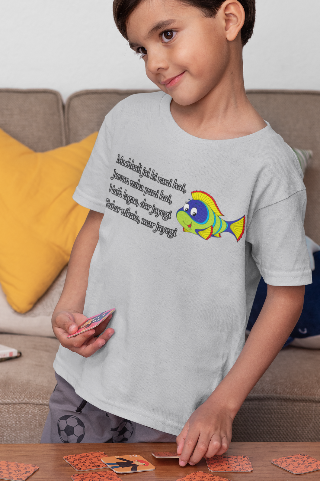 Machhali Jal ki Rani Hai Poem Half Sleeves T-Shirt for Boy-KidsFashionVilla